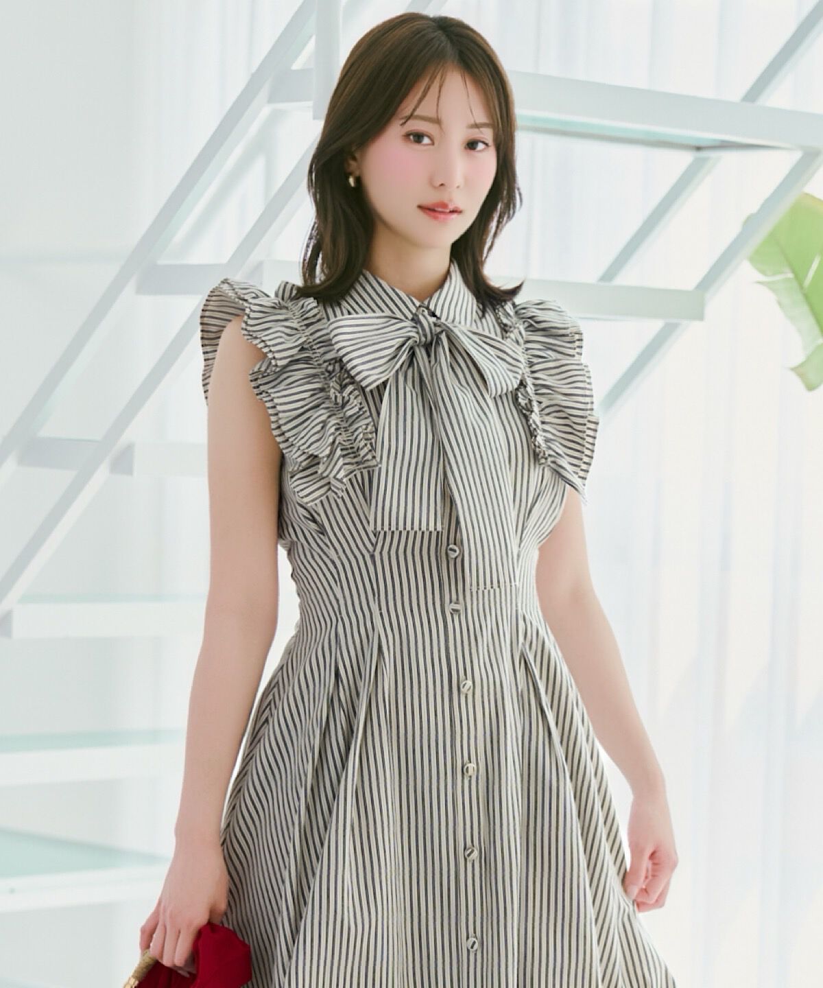 WILLSELECTION「フリルスリーブボウタイシャツワンピース」|ワンピース|