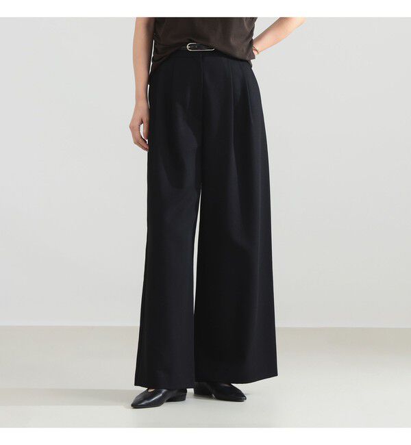Demi-Luxe BEAMS 「ポプリン 2タックパンツ」|チノ|BLACK