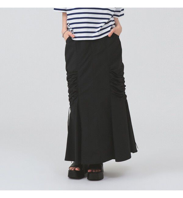 Ray BEAMS 「サイド ギャザー マーメイド スカート」|スカート|BLACK