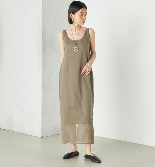 SHIPS for women「《予約》Wai＋:〈手洗い可能〉オーガンジー ノースリーブ 2WAY ワンピース」|ワンピース|