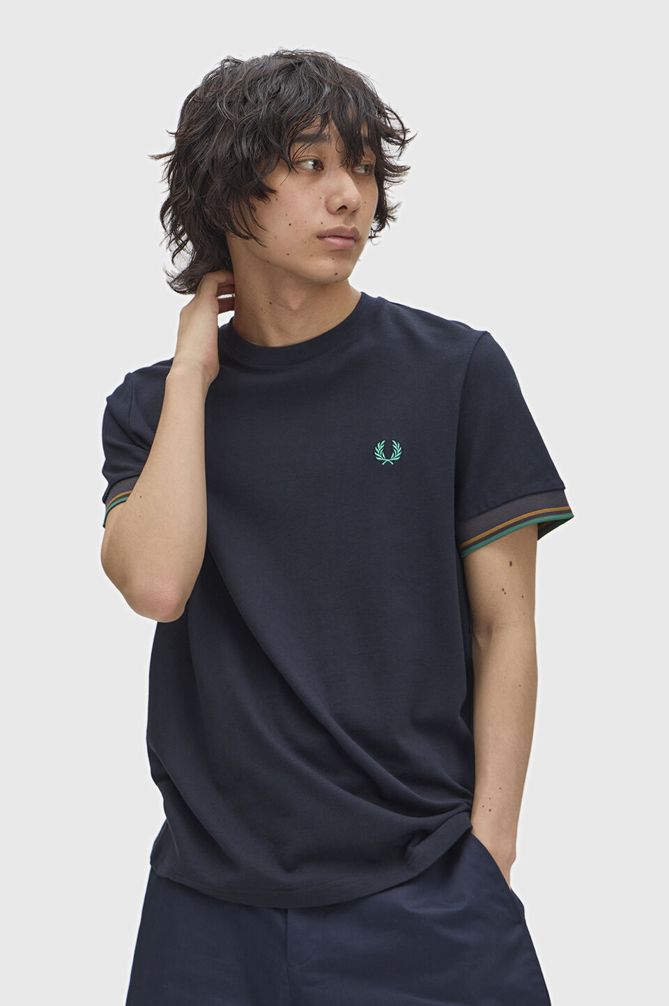 FRED PERRY 「FRED PERRY／Twin Tipped Cuff T-Shirt／ツインティップカフスTシャツ」|Tシャツ・カットソー|NAVY