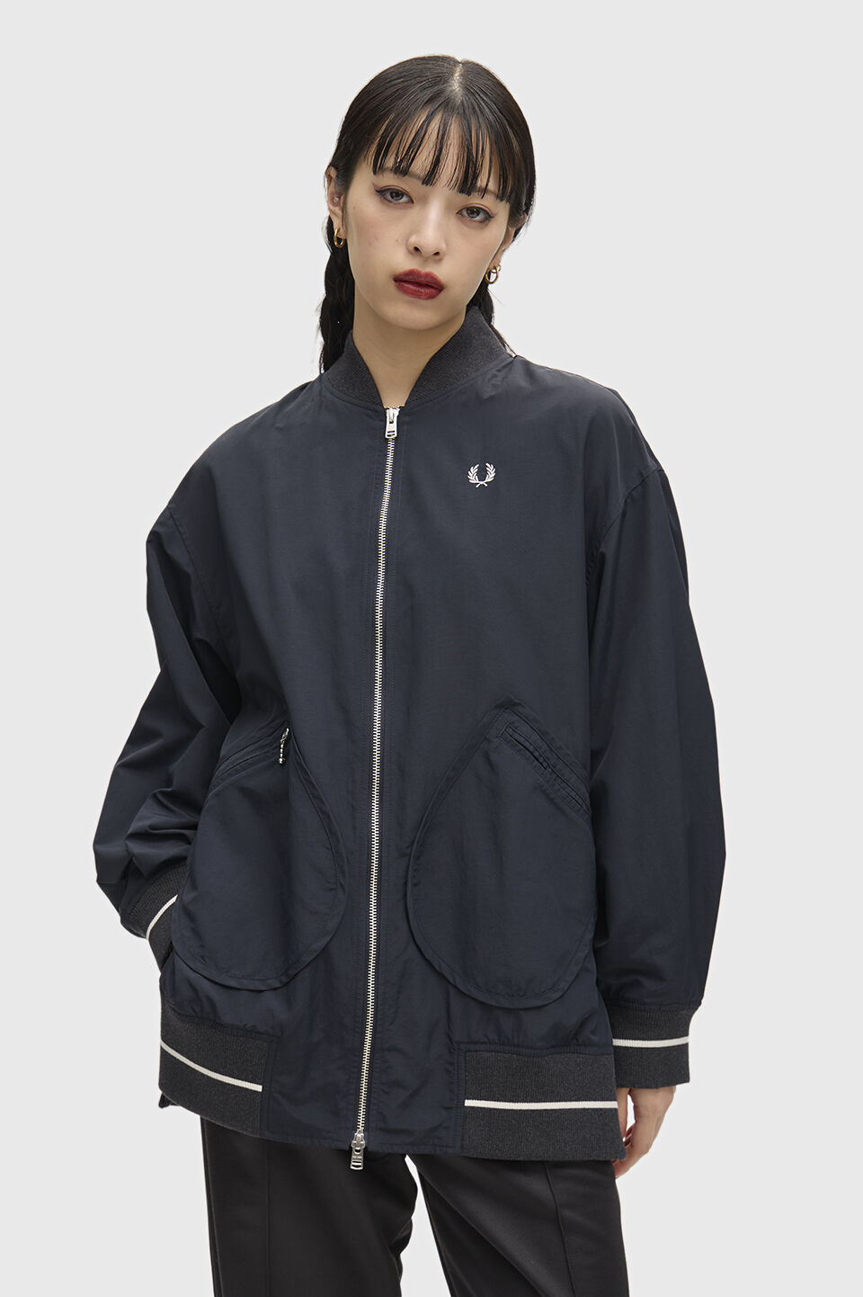 FRED PERRY 「FRED PERRY／Longline Tipped Bomber Jacket／ロングラインティップドボンバージャケット」|ブルゾン・スタジャン|