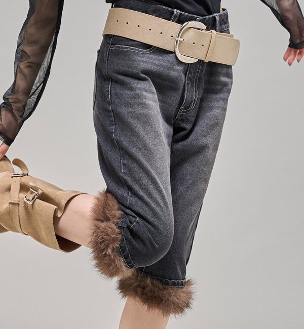  「【26AW LOOK掲載品番】2wayラギッドファーカプリ」|デニム|ブラック