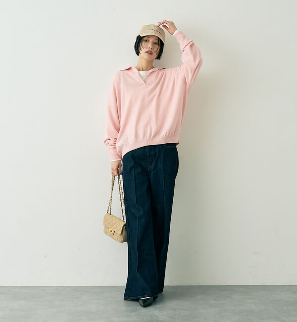 Rouge vif「カシミヤ混ウール襟付きスキッパーニット」|ニット・セーター|