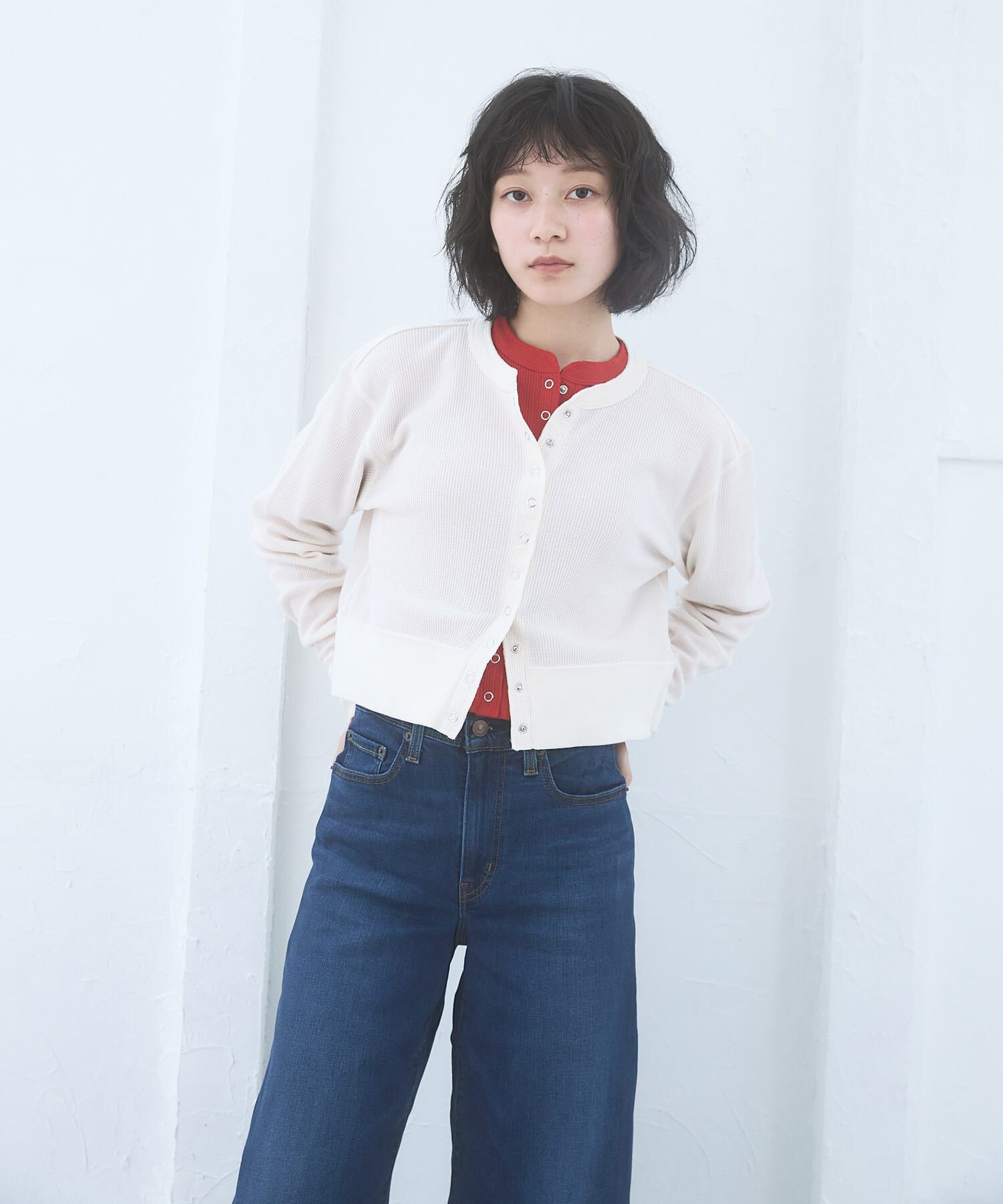 URBAN RESEARCH DOORS「『別注』HANES&times;DOORS　ワッフルコンパクトカーディガン」|カーディガン|
