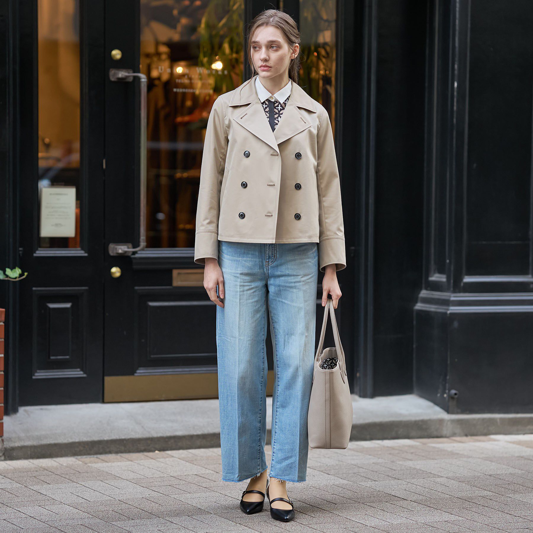 DRESSTERIOR「【ウォッシャブル/撥水素材】Aラインショートトレンチジャケット」|トレンチコート|