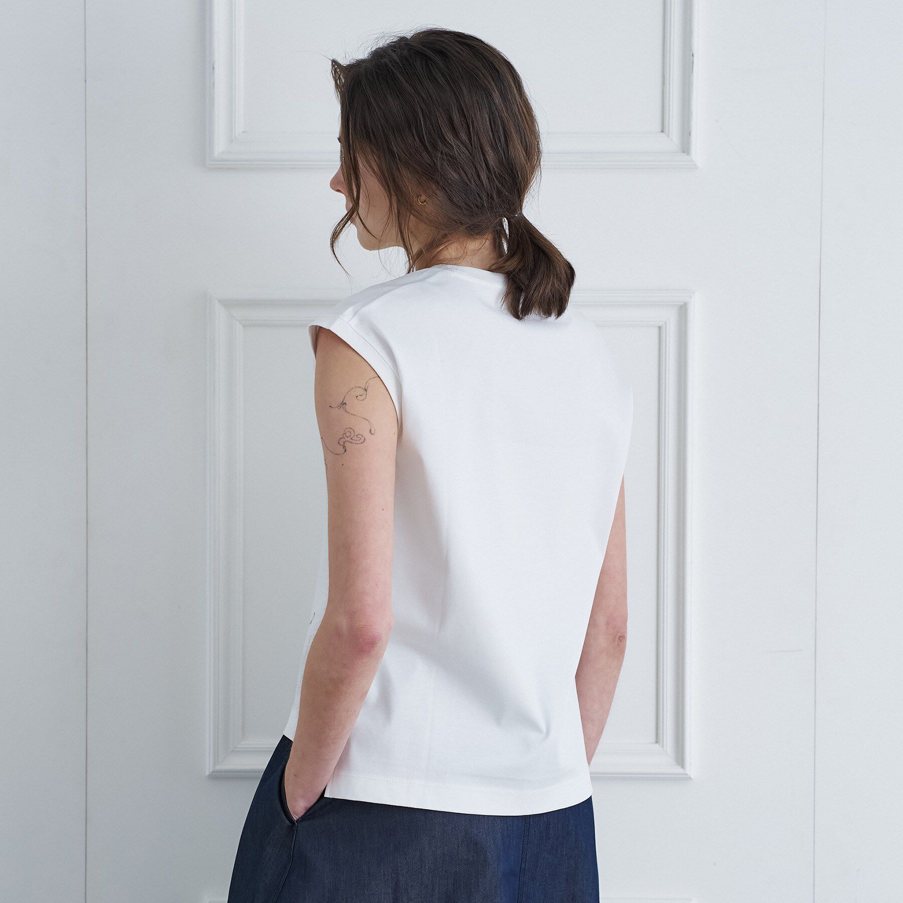 DRESSTERIOR「【接触冷感／抗菌防臭／消臭】アイスクリアコットンフレンチスリーブT」|Tシャツ・カットソー|