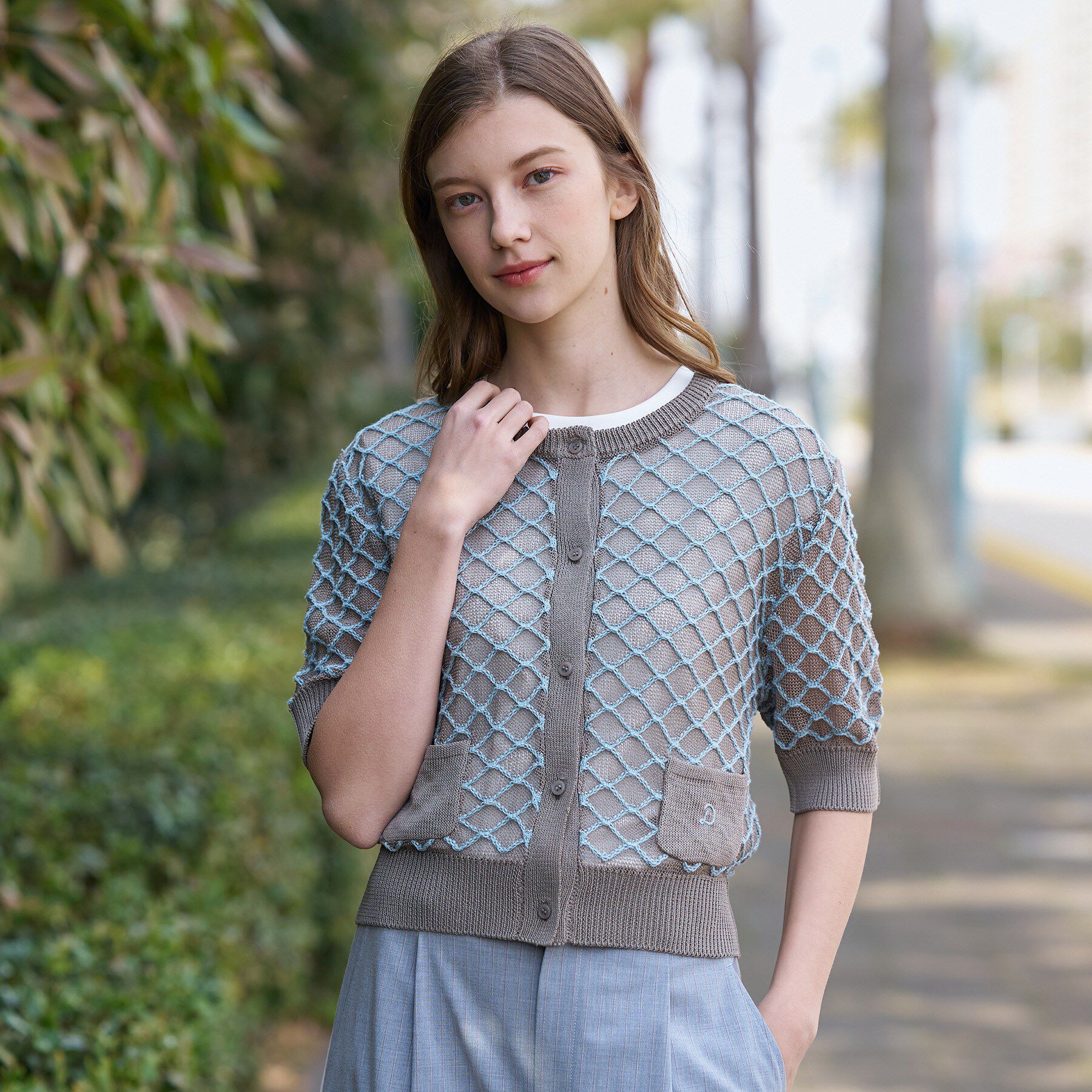 DRESSTERIOR「【ウォッシャブル】フィッシュネットニットシャツカーディガン」|カーディガン|