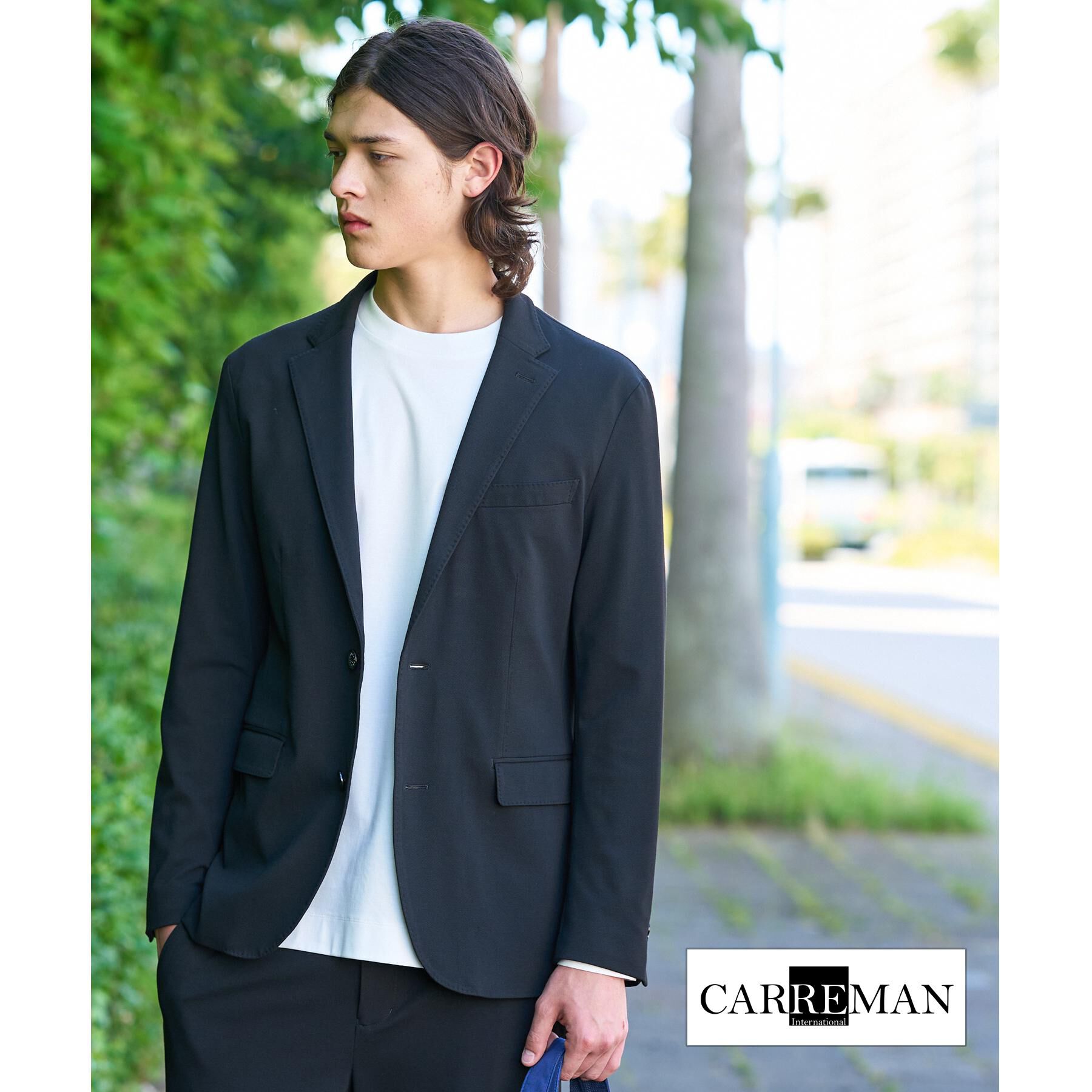 DRESSTERIOR「【セットアップ可】CARREMAN ライトジャージージャケット」|テーラードジャケット|ブラック(019)