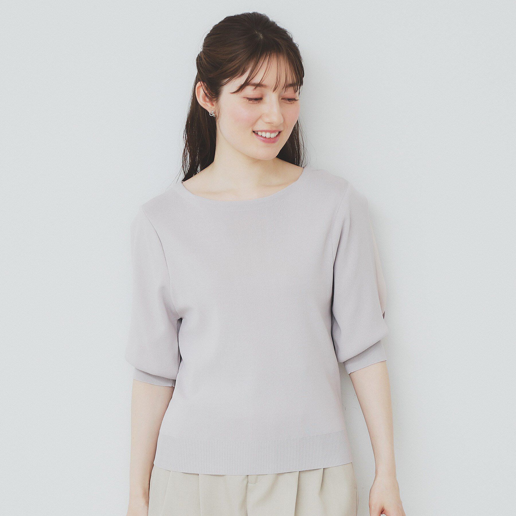 index「《6色展開／XS-LLサイズ》ドライタッチ デザインスリーブニット【洗濯機洗い可／接触冷感／抗ピル】」|ニット・セーター|