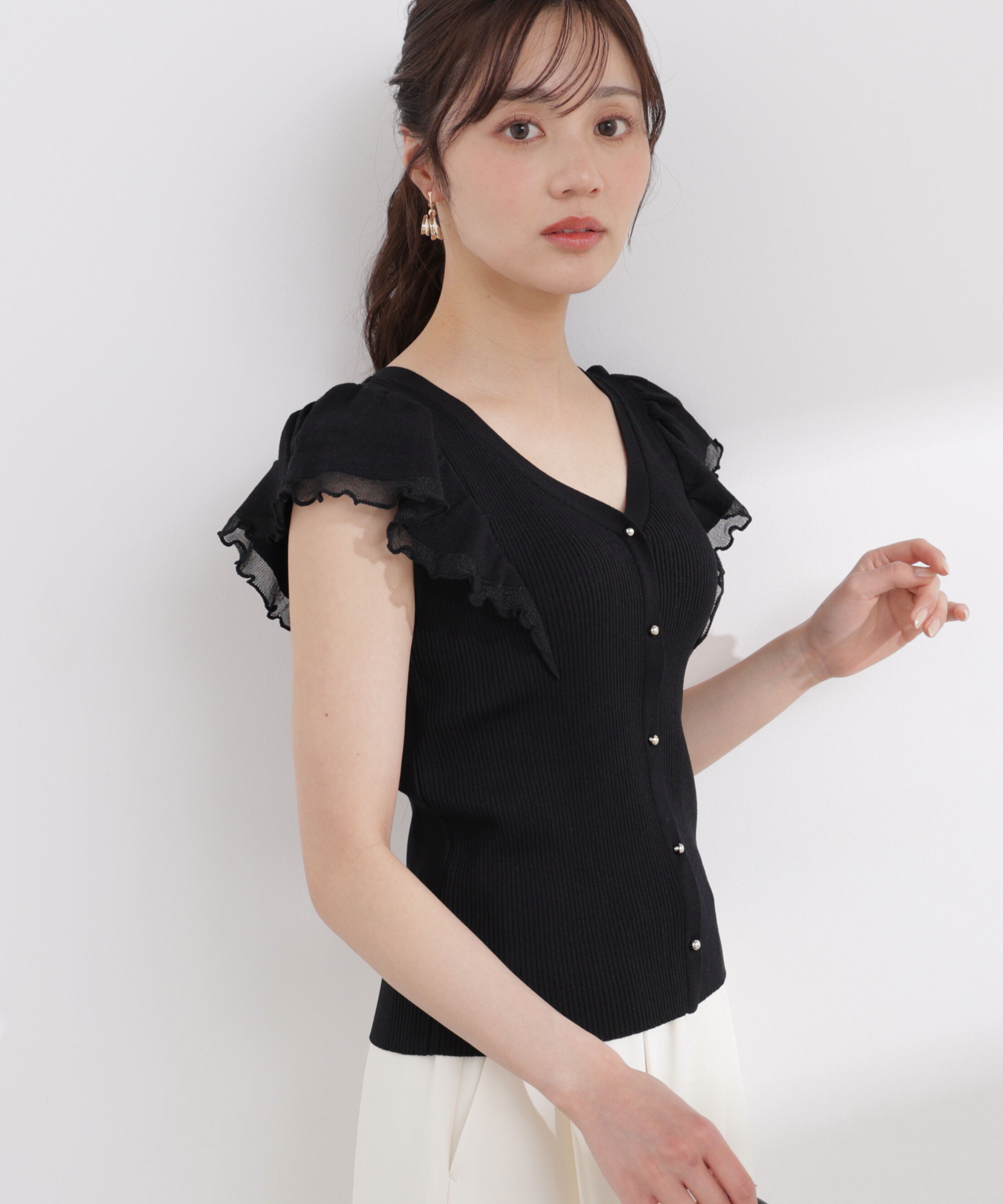 PROPORTION BODY DRESSING「部分シアーラッフルニット 26SS」|ニット・セーター|