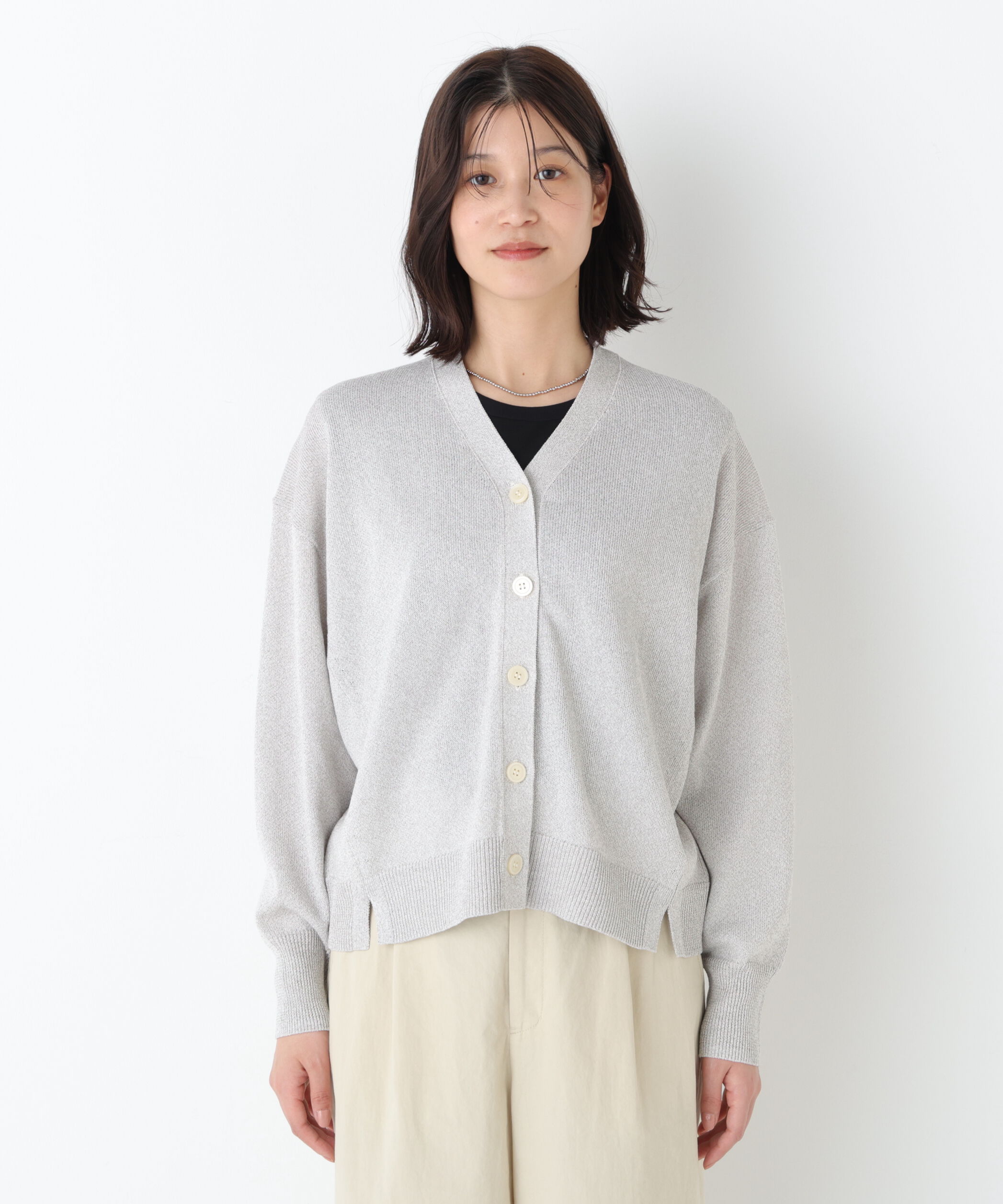  「◆《名品 / 洗える》　ペーパーヤーンＶネックカーディガン」|ニット・セーター|