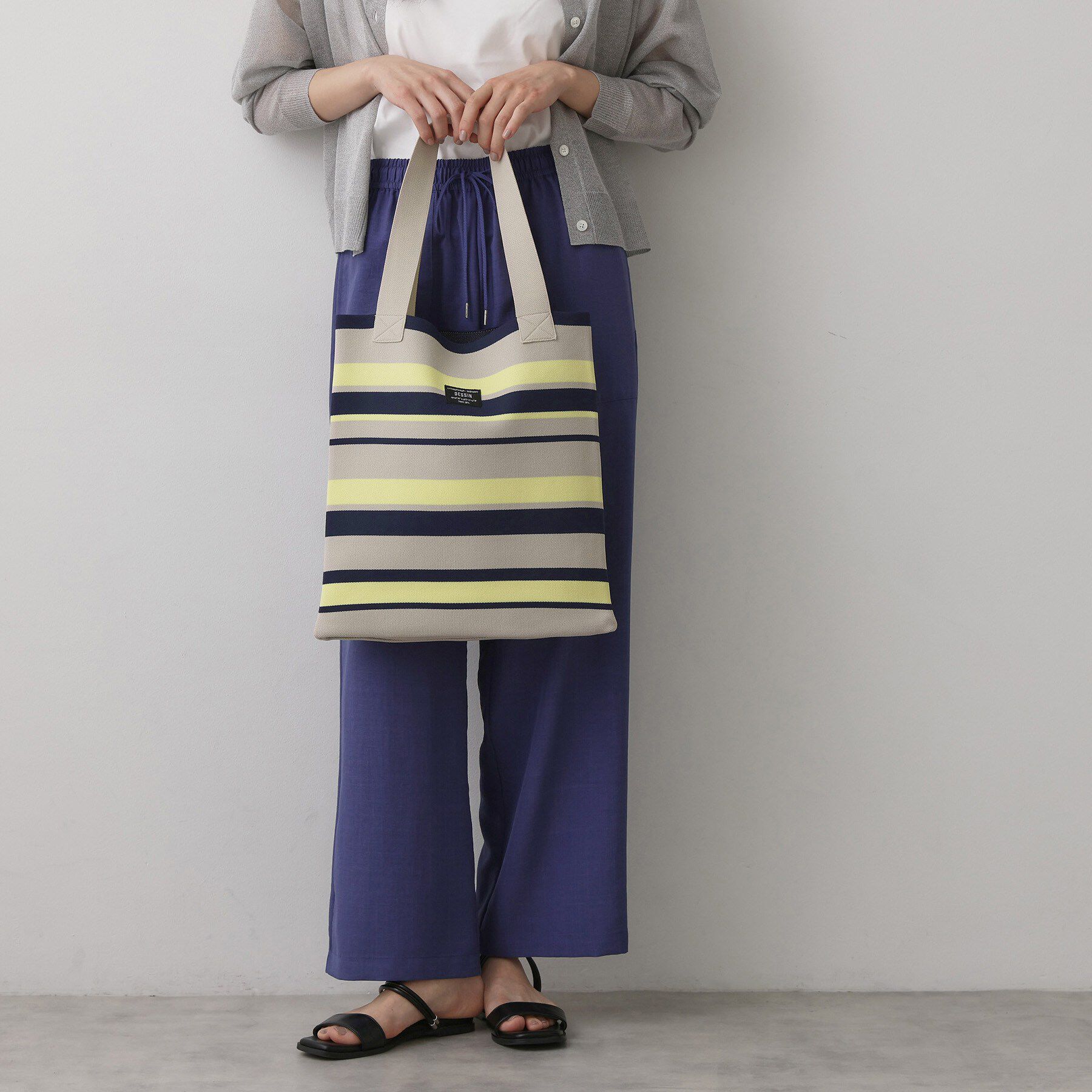 Dessin「【マシンウォッシャブル・A4収納可】ランダムボーダーニットBAG」|トートバッグ|