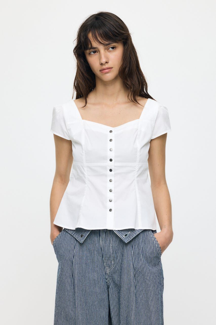 MOUSSY「BUTTON UP FITTED ブラウス」|シャツ・ブラウス|WHT