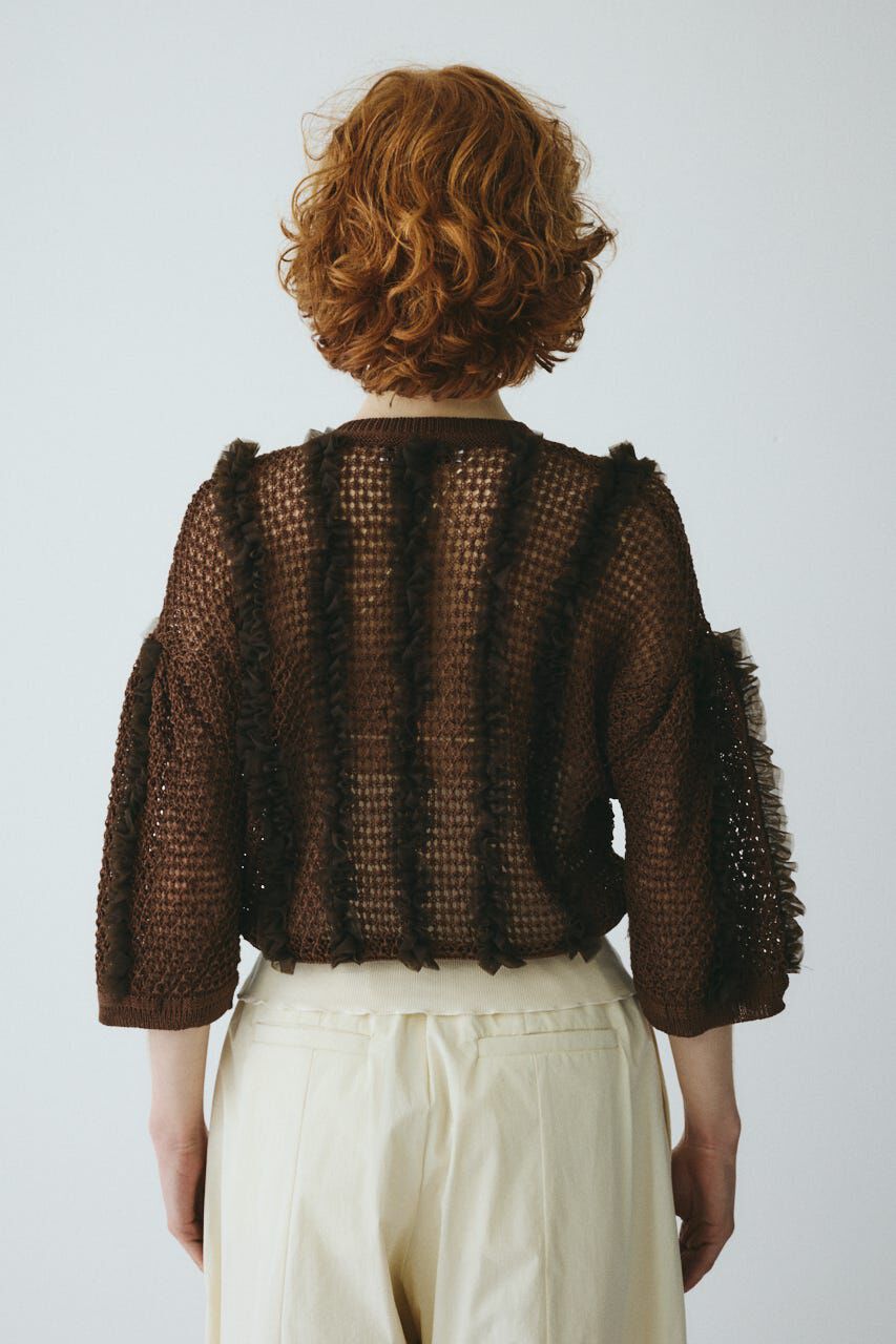 HeRIN.CYE「Frill mesh cardigan」|カーディガン|