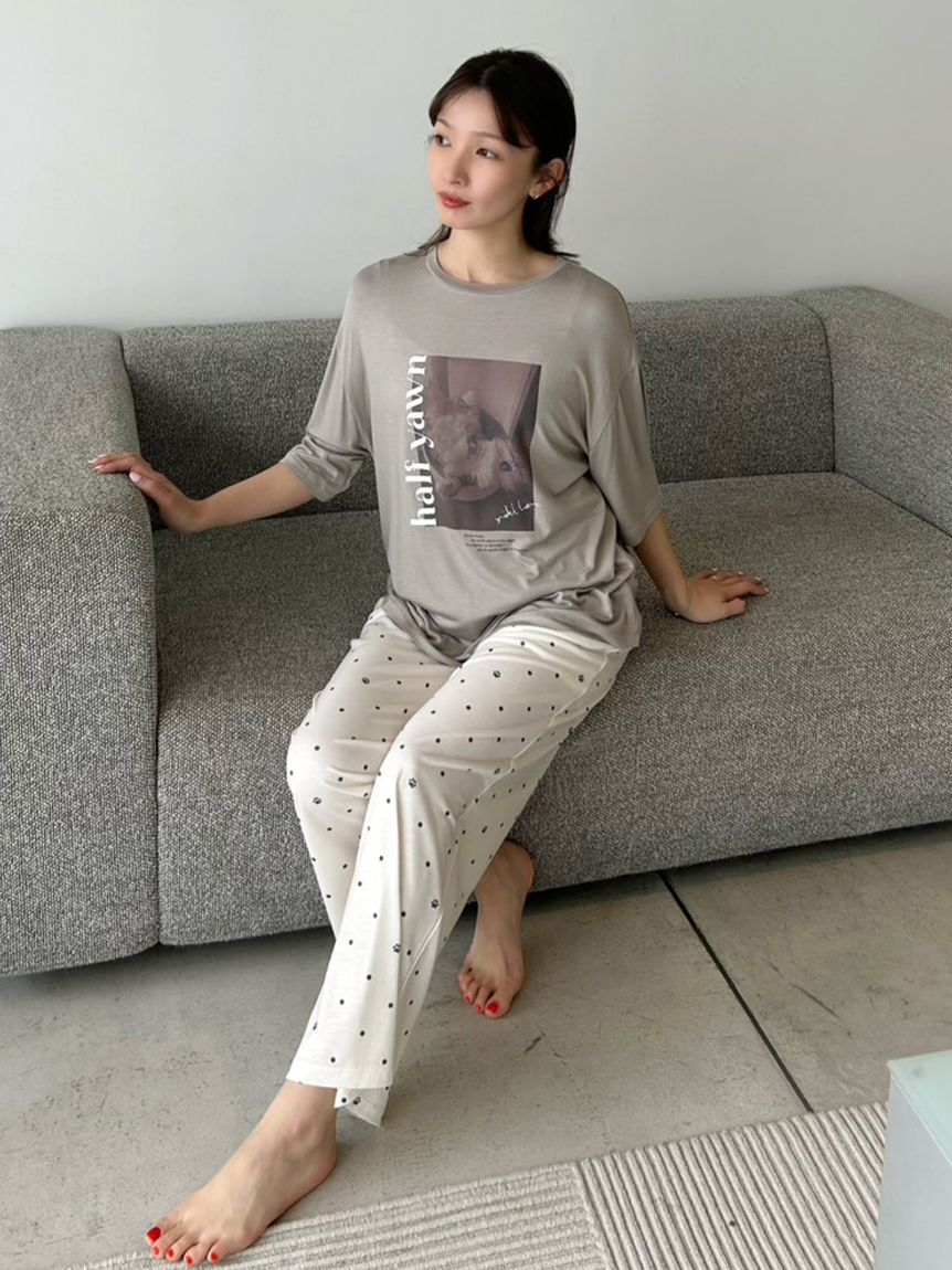 SNIDEL HOME「【接触冷感】ネコＴシャツ」|ルームウェア|