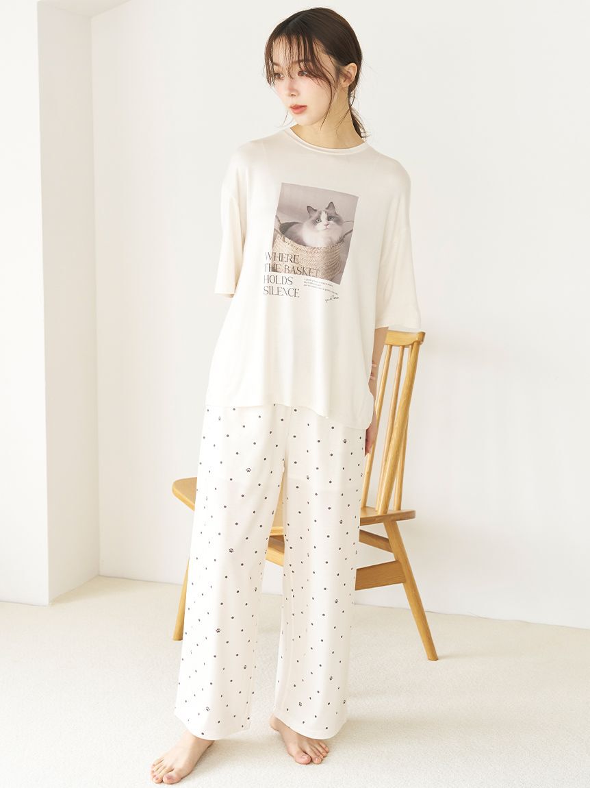 SNIDEL HOME「【接触冷感】ネコＴシャツ」|ルームウェア|