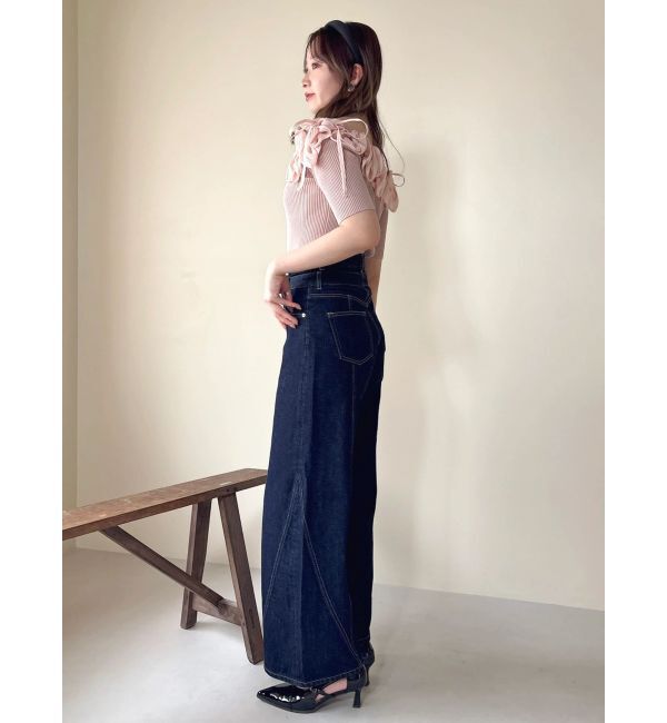dazzlin「レイヤードワイドデニムパンツ」|デニム|