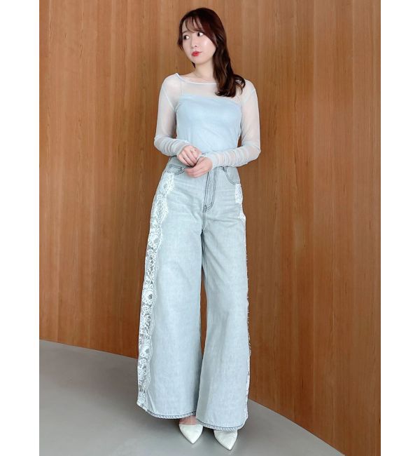 dazzlin「サイドレースデニムパンツ」|デニム|