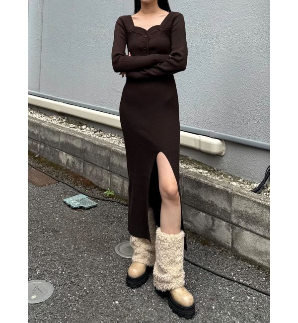 EMODA「フロントボタンリブニットワンピース」|ワンピース|