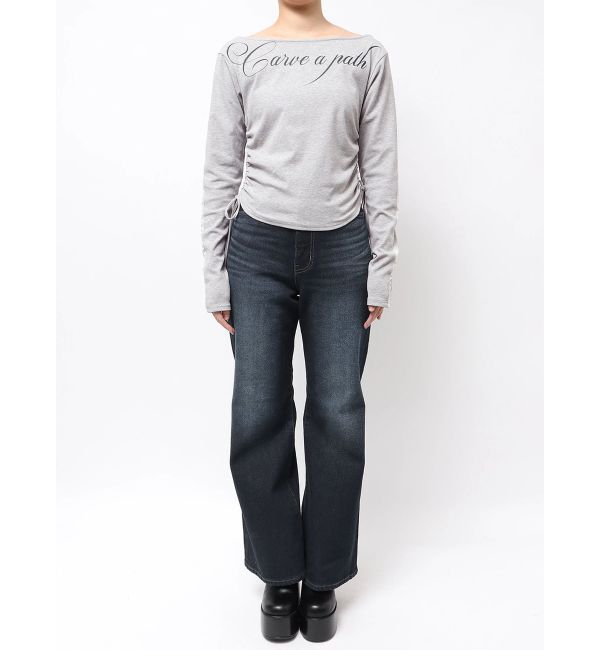EMODA「【人気アイテム待望の再販！】ワイドネックサイドストリングトップス」|Tシャツ・カットソー|
