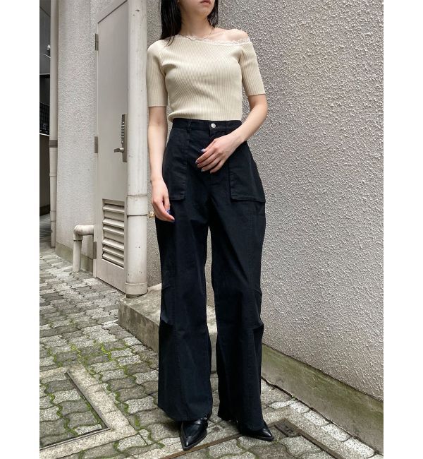 MURUA「レースドッキングワンショルダーニット」|ニット・セーター|