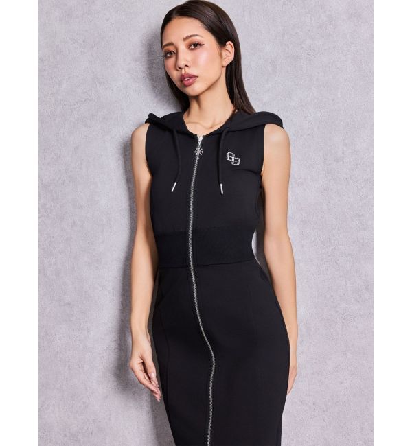 GYDA「BACK GYDA ZIPパーカーLONGワンピース」|ワンピース|