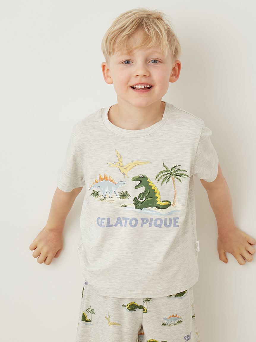 GELATO PIQUE KIDS & BABY「【KIDS】【接触冷感】スリーピングダイナソーワンポイントTシャツ」|ルームウェア|