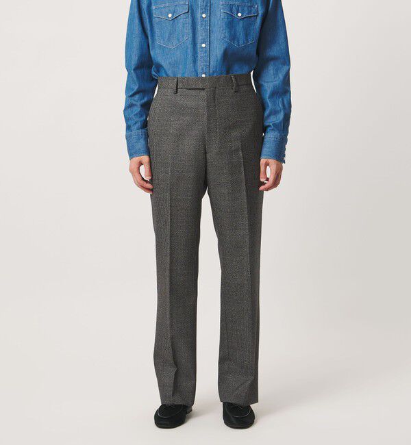 UNITED ARROWS「ハウンドトゥース フレア ノープリーツ スラックス ヨコストレッチ」|スーツ|