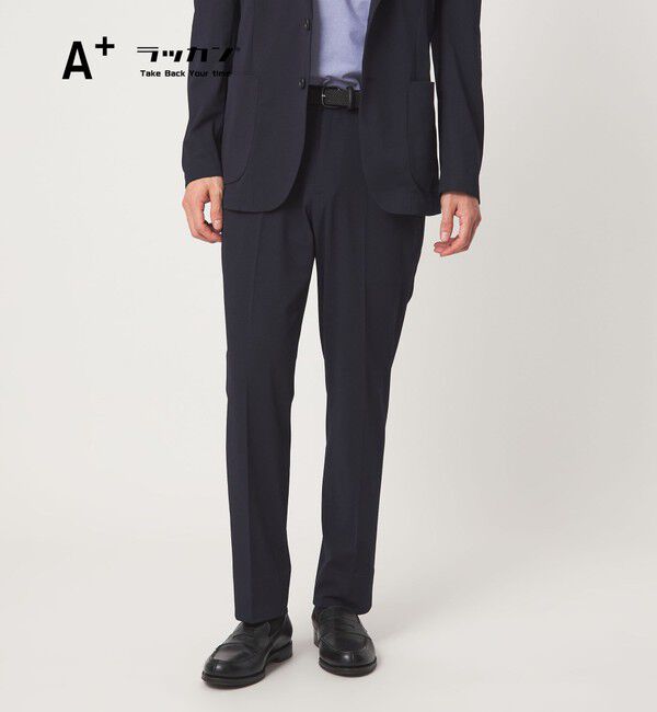UNITED ARROWS green label relaxing「A+ ラッカンジャージ スタンダード イージー NP スラックス セットアップパンツ -ウォッシャブル・ストレッ」|スラックス|NAVY