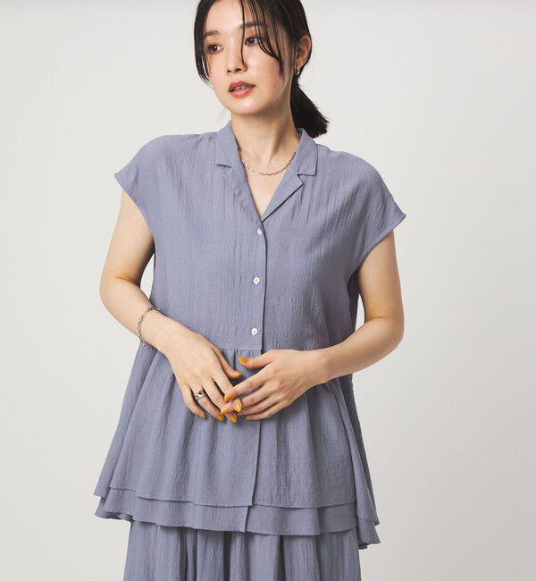 UNITED ARROWS green label relaxing「【WEB限定】＜at ease＞ペプラム ブラウス」|シャツ・ブラウス|COBALT