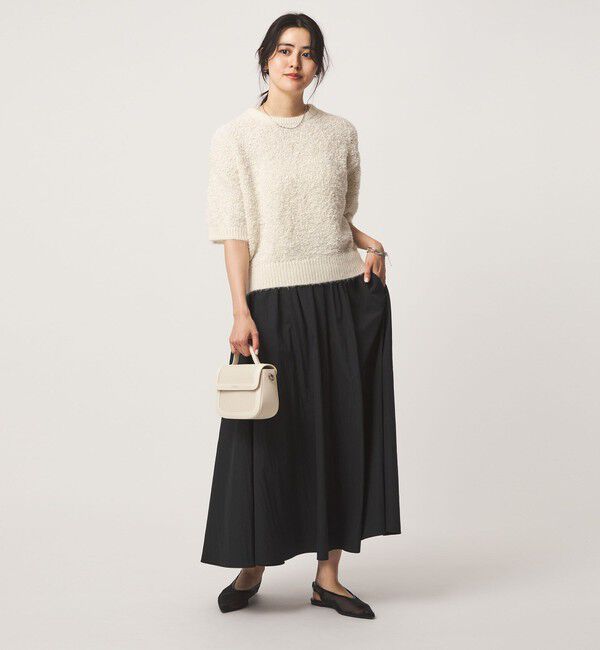 UNITED ARROWS green label relaxing「リボンヤーン ハーフスリーブ ニット プルオーバー」|ニット・セーター|
