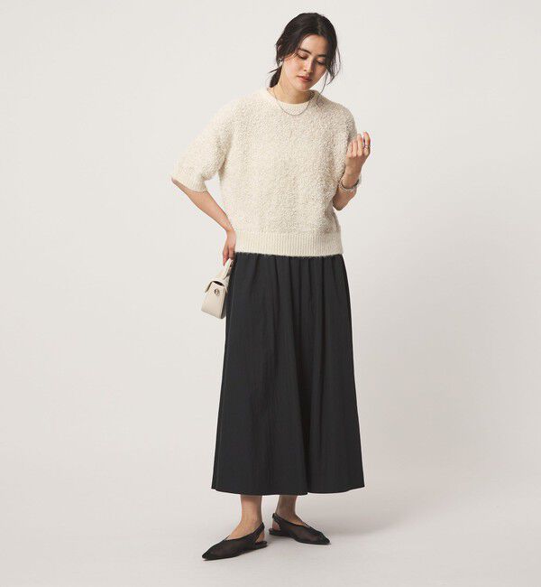 UNITED ARROWS green label relaxing「リボンヤーン ハーフスリーブ ニット プルオーバー」|ニット・セーター|