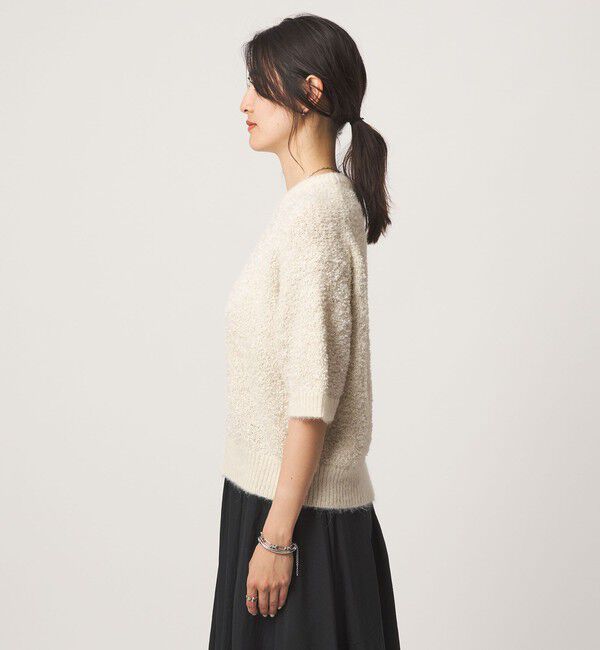 UNITED ARROWS green label relaxing「リボンヤーン ハーフスリーブ ニット プルオーバー」|ニット・セーター|