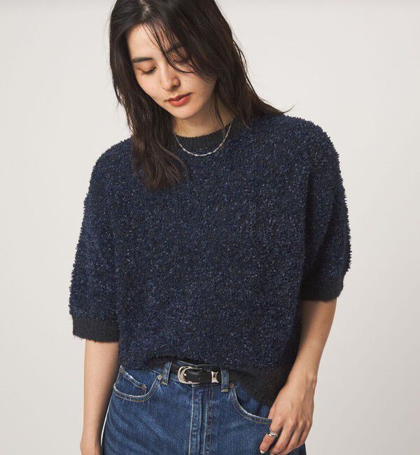 UNITED ARROWS green label relaxing「リボンヤーン ハーフスリーブ ニット プルオーバー」|ニット・セーター|