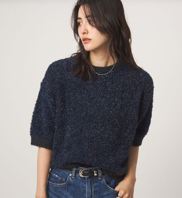 UNITED ARROWS green label relaxing「リボンヤーン ハーフスリーブ ニット プルオーバー」|ニット・セーター|
