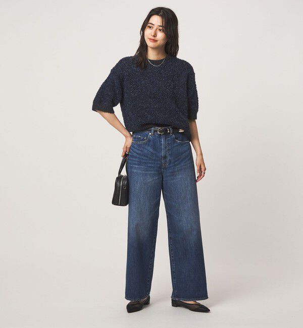 UNITED ARROWS green label relaxing「リボンヤーン ハーフスリーブ ニット プルオーバー」|ニット・セーター|