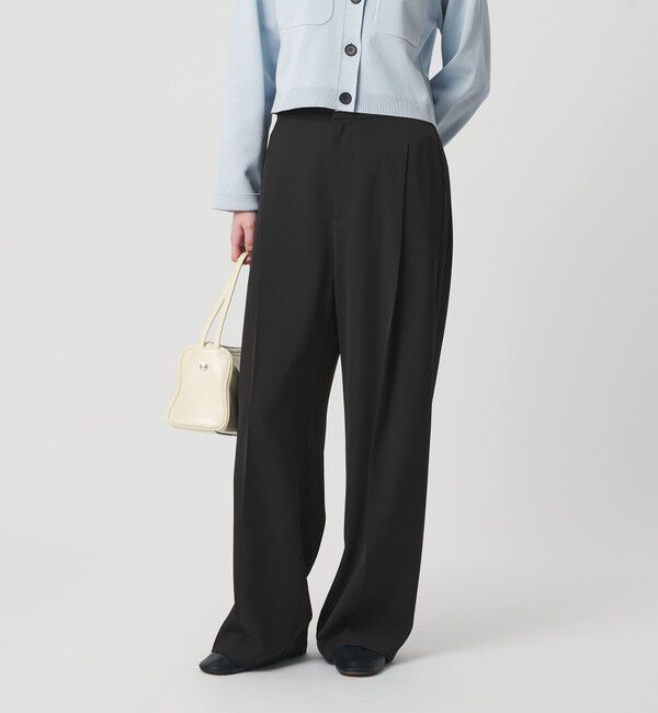 BEAUTY&YOUTH UNITED ARROWS「【WEB限定 Wardrobe DAILY MINIMAL】ダブルクロス タックワイドストレートパンツ ウォッシャブル」|スラックス|
