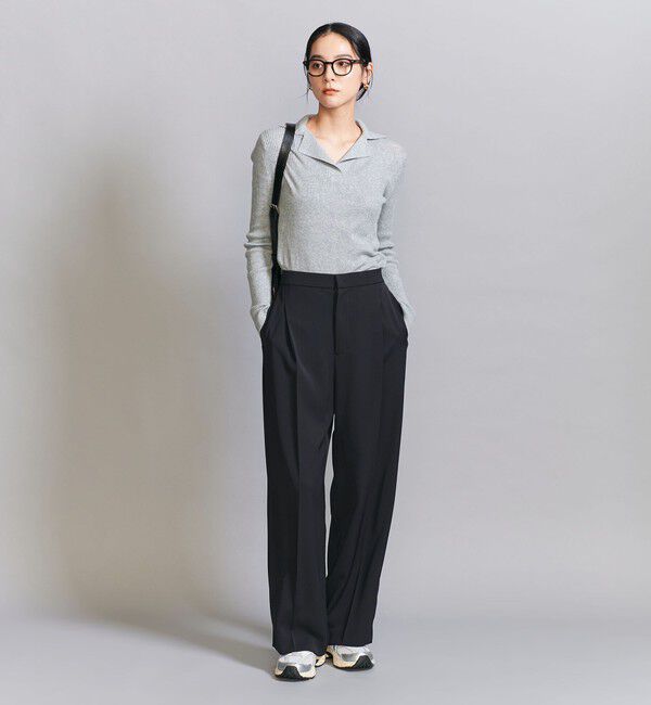 BEAUTY&YOUTH UNITED ARROWS「【WEB限定 Wardrobe DAILY MINIMAL】ダブルクロス タックワイドストレートパンツ ウォッシャブル」|スラックス|