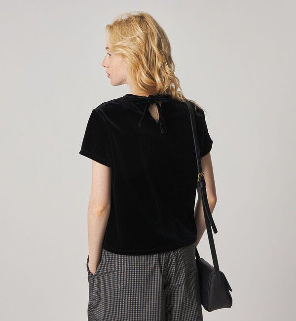 STEVEN ALAN「＜Steven Alan＞バック リボン ベロア Tシャツ」|Tシャツ・カットソー|BLACK