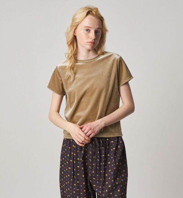 STEVEN ALAN「＜Steven Alan＞バック リボン ベロア Tシャツ」|Tシャツ・カットソー|BEIGE