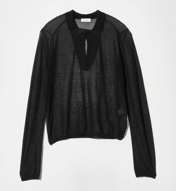 ATTISESSION「＜ATTISESSION＞シアー スキッパー ニット」|ニット・セーター|BLACK