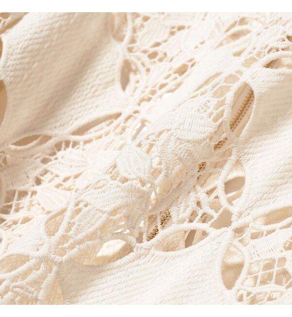Ray BEAMS 「レース ベルカフス ロングスリーブ ワンピース　　26SS 二次会 お呼ばれ パーティ 総レース マキシ丈」|ワンピース|