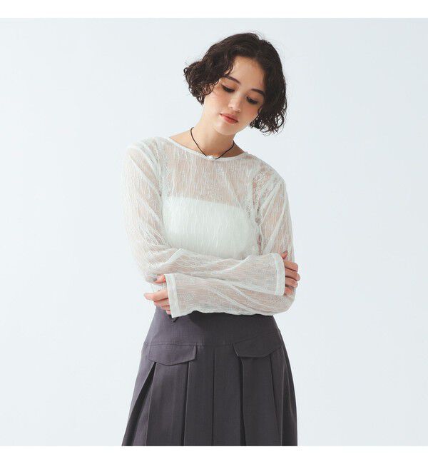 Ray BEAMS 「レース テープ キリカエ Tシャツ」|Tシャツ・カットソー|OFF_WHITE