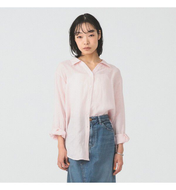 Ray BEAMS 「リネン スキッパー シャツ     26SS  日除け 紫外線対策 冷房対策 洗える 夏コーデ レジャー 麻」|シャツ・ブラウス|