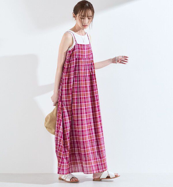 SHIPS Colors 「SHIPS Colors:〈手洗い可能〉マドラスチェック キャミ ワンピース◇」|ワンピース|