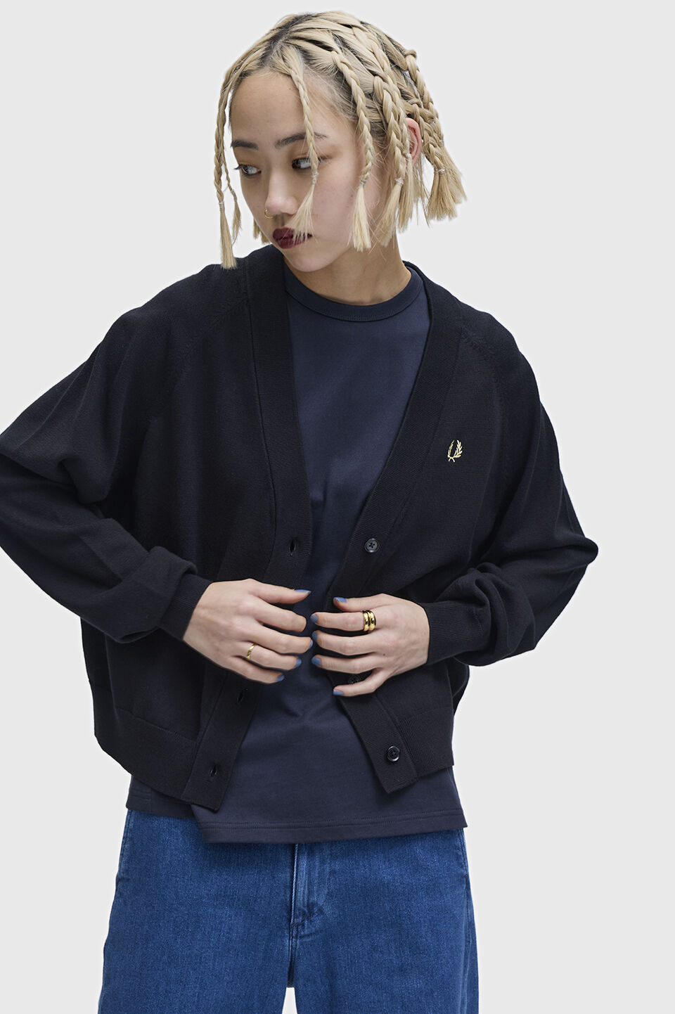 FRED PERRY 「V-Neck Cardigan／Vネックカーディガン」|カーディガン|BLACK