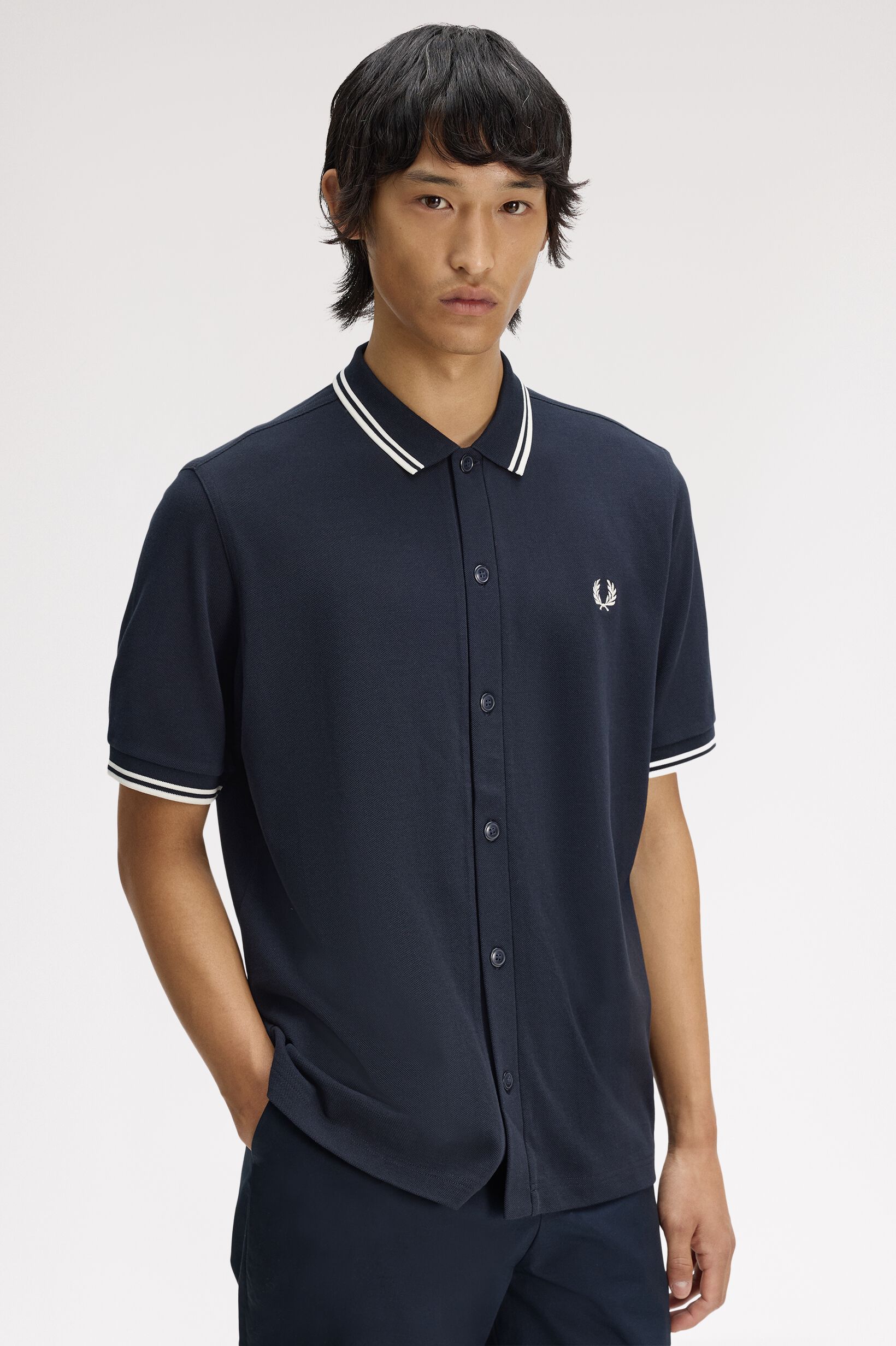 FRED PERRY 「Button Through Polo Shirt／ボタンスルーポロシャツ」|シャツ・ブラウス|NAVY