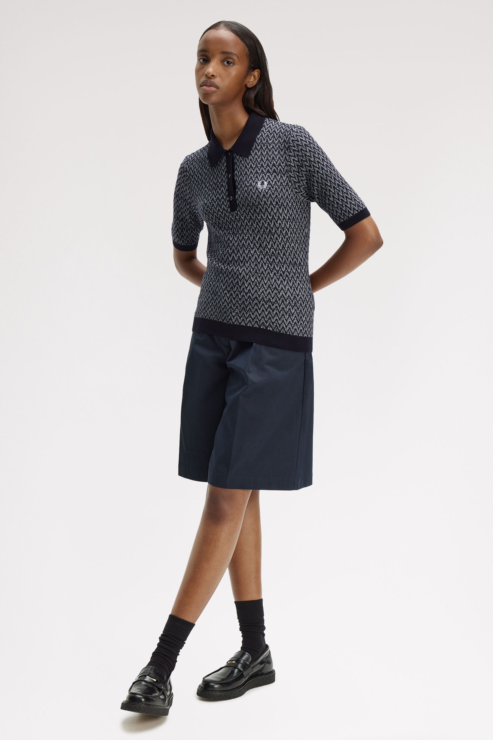 FRED PERRY 「Textured Knitted Shirt／テクスチャ―ニットポロシャツ」|ポロシャツ|