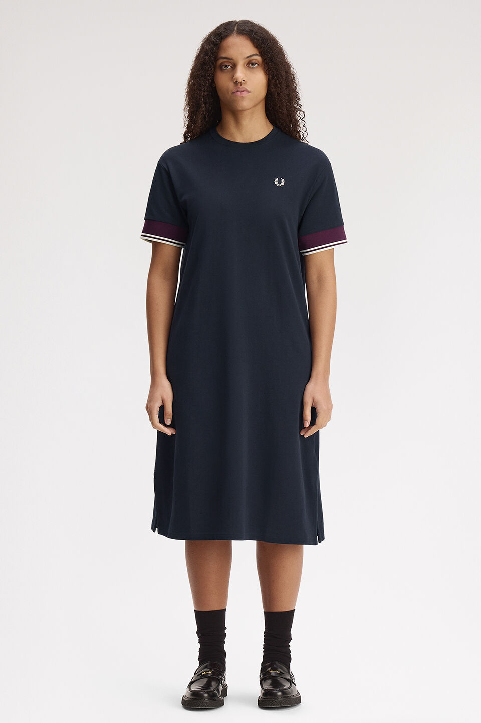 FRED PERRY 「Contrast Cuff Pique T-Shirt Dress／コントラストカフ鹿の子Tシャツワンピース」|ワンピース|